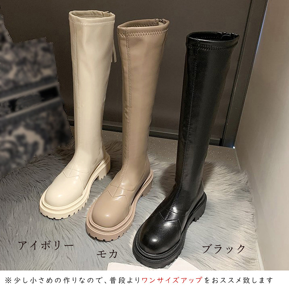 ロングブーツ レディース 厚底ブーツ韓国
