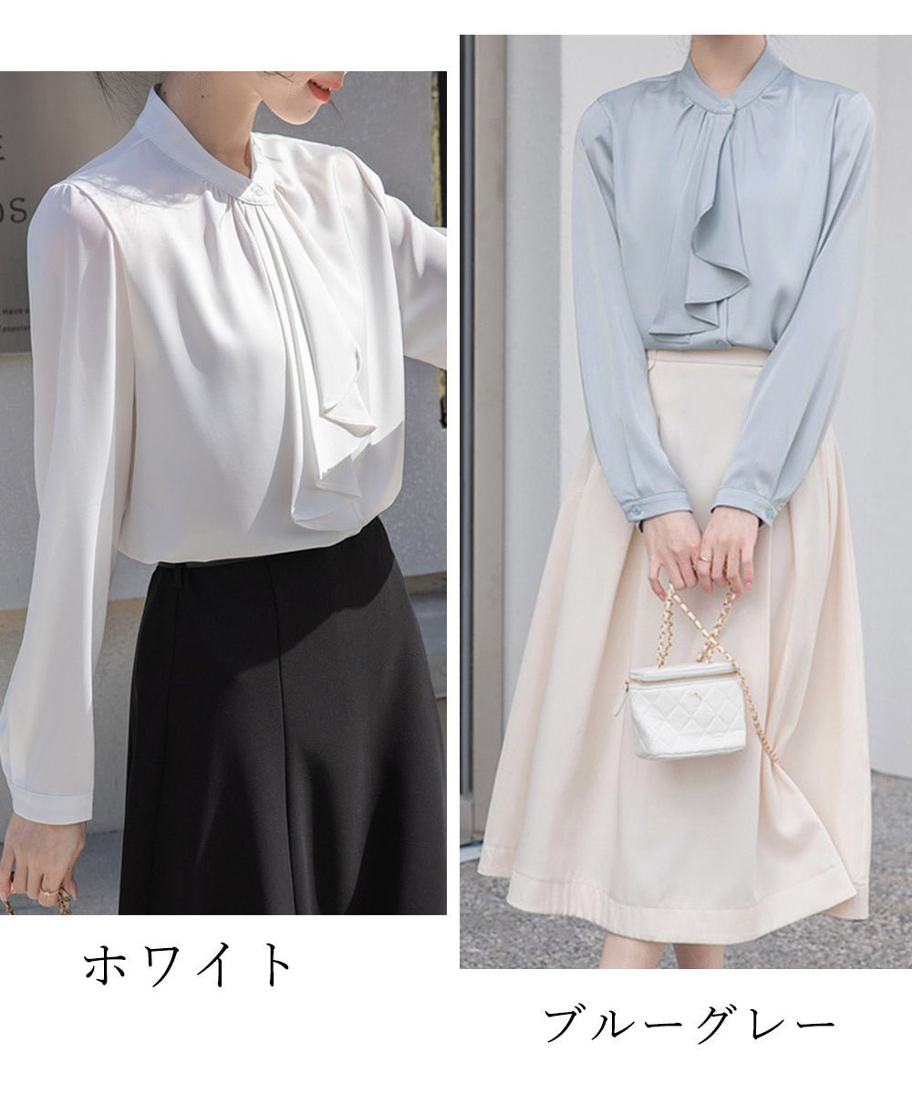 シャツブラウス 長袖 ゆったり トップス