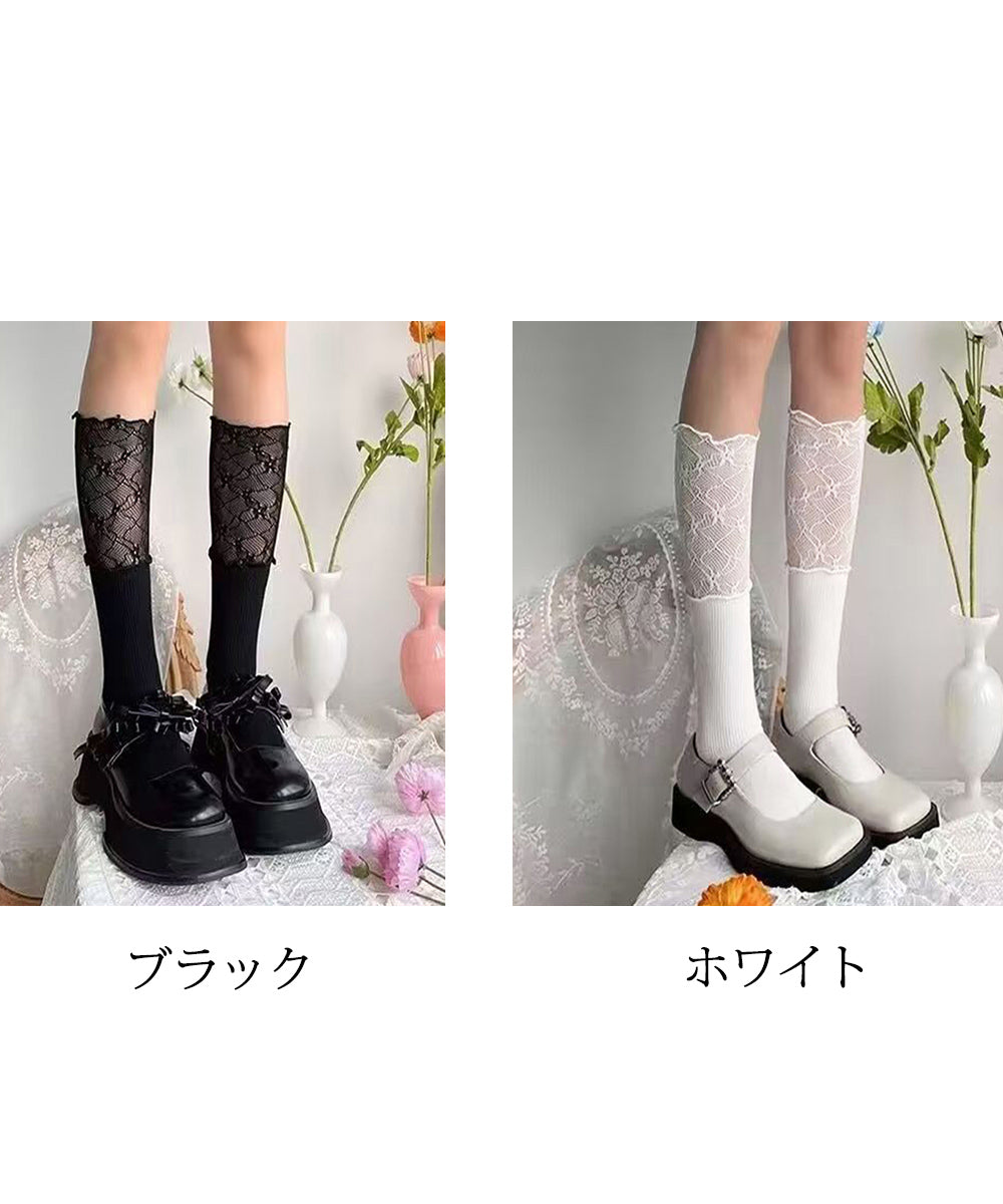 レース切替 ソックス レディース靴下