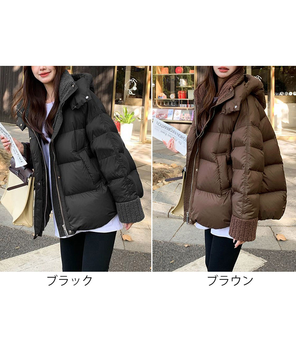 ダウンジャケットフード付きダウン風コート